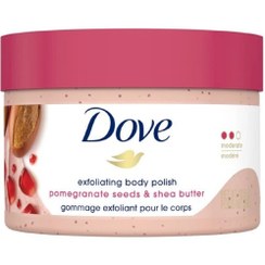 تصویر اسکراب پوست لایه بردار داو Dove مدل Pomegranate Seeds And Shea Butter 