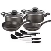 تصویر سرویس آشپزی 11 پارچه ترامونتینا tramontina Tramontina Aluminium Cookware Set Grey And Black 11 PCS