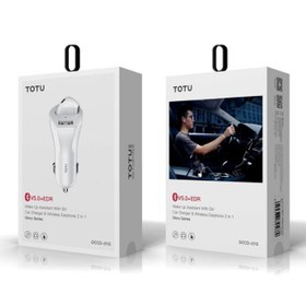 تصویر هندزفری بلوتوث و شارژ فندکی توتو Totu Glory series car charger wireless earphone - سفید 