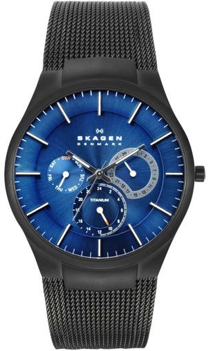 Skagen titanium black on sale & blue multifunction 809xltbn