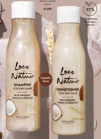 تصویر نرم کننده نارگیل و جو لاونیچر مخصوص موهای خشک اوریفلیم LOVE NATURE Conditioner For Dry Hair with Organic Wheat & Coconut