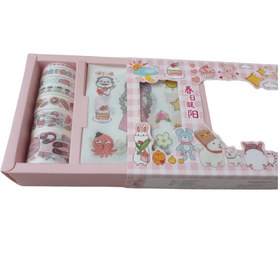 تصویر چسب نواری مدل واشی و استیکر مجموعه 17 عددی 