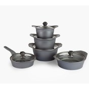 تصویر سرویس قابلمه 10 پارچه چدن گرانیتی اسپرلوس طوسی 