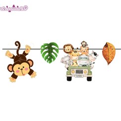 تصویر ریسه شخصیت جشن و تولد تم حیوانات جنگل طرح آبرنگی 