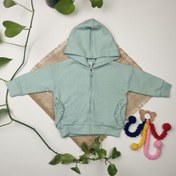 تصویر سویشرت نوزادی دخترانه آستین بلند برند cool club طرح تو کرک کلاه دار سبز رنگ - 3 تا 6 ماه 