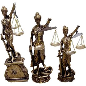 تصویر مجسمه عدالت در سه ارتفاع بزرگ30متوسط26 کوچک22 تک رنگ نقره آبی 