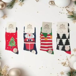 تصویر جوراب زنانه ساقدار طرح کریسمسی الیت 