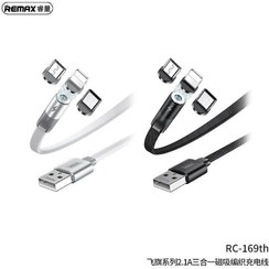 تصویر کابل شارژ مغناطیسی ریمکس مدل-RC-169th REMAX Flag Series 2.1A 3 in 1 Magnetic Charging Cable RC-169th