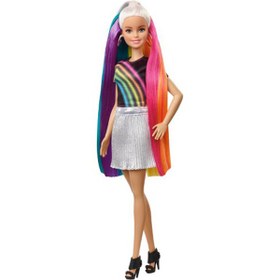 تصویر عروسک باربی مدل rainbow sparkle hair 
