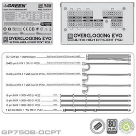 تصویر پاور GP750B-OCPT PLUS گرین 750 وات Green GP750B-OCPT PLUS Computer Power Supply