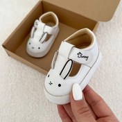 تصویر کفش نوزادی چسبکی دخترانه طرح خرگوش شاین سفید نیلو بی‌بی Nilu Baby Nilu Baby White Shine Rabbit Baby Girl Shoes