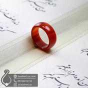 تصویر حلقه سنگی پهن عقیق قرمز اصل جواهر لوکس _ کد 401049 