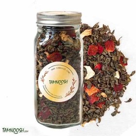 تصویر چای سبز و توت فرنگی 