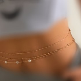 تصویر زنجیر شکم - طلایی / M/L 
