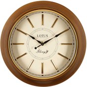 تصویر ساعت دیواری چوبی لوتوس مدل W8031 با اعداد فلزی برجسته سایز ۵۰ سانت 