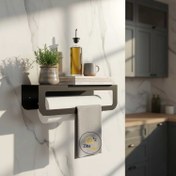 تصویر شلف فلزی دیواری آویز حوله مدل لبه گرد کد zb6 قابل استفاده در حمام و سرویس بهداشتی و آشپزخانه