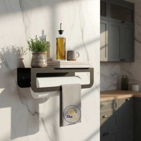 تصویر شلف فلزی دیواری آویز حوله مدل لبه گرد کد zb6 قابل استفاده در حمام و سرویس بهداشتی و آشپزخانه