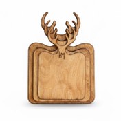 تصویر تخته سرو چوبی طرح شاخ گوزنی مربع – پلی‌وود روسی سه سایز | فروشگاه مجید 