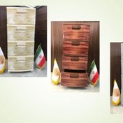 تصویر فایل ۴ طبقه کشویی بزرگ پاتریس پلاستیک - طوسی و صورتی و وانیلی و طرح چوب 