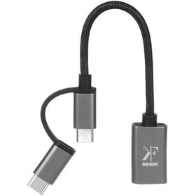 تصویر مبدل OTG USB به microUSB و USB-c کی اف-سنیور مدل A330 