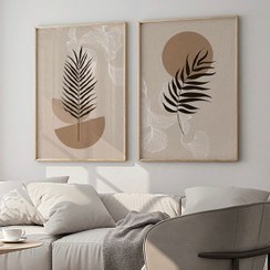 تصویر تابلو طرح مینیمال - دو عدد ۶۰/۸۰ / طرح چوب تیره 