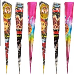 تصویر حنا طراحی رو دست و پا قیفی هندی اصل. نوعی نقاشی با حنا بر روی بدن است و معمولاً نقش‌ها به صورت گل و طرح‌های منظم هستند. این هنر امروزه بیشتر در مناطق جنوبی ایران و هند مرسوم است. - تقریبا ۵۰سی سی 