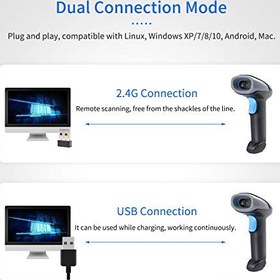 تصویر اسکنر بارکد دستی EACAM SCANNER 1D/2D/QR اسکنر 2.4G WIRLESS و USB WIRED WIRE SCANNER سازگار با سیستم رایانه ای ، اسکنر برای انبارهای کتابخانه خرده فروشی سوپر مارکت Eacam Handheld Barcode Scanner 1D/2D/QR Code Scanner 2.4G Wireless &amp; USB Wired Bar Code Reader Scanner Compatible with Computer system, Scanner for Supermarket Retail Library Logistics Warehouse