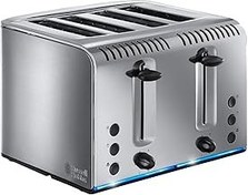 تصویر Russell Hobbs 4 Slice Buckingham Toaster با فناوری نان تست سریع - (نوار آبی آبی نشانگر نان تست ، اسلات مستقل و اضافی ، 2400W ، فولاد ضد زنگ جلا و برس) 20750 است Russell Hobbs 4 Slice Buckingham Toaster with Fast toast technology - (Blue light strip indicates toasting, Independent &amp; Extra wide slots, 2400W, Polished &amp; Brushed Stainless Steel) 20750