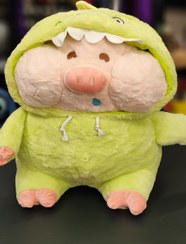 تصویر عروسک خوک لپ دار لباس دایناسوری 