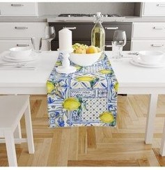 تصویر رانر و زیر بشقابی دونده 40 140 سانتی متر لیمو تزئینی با بافتن نرم پارچه بافته شده LUX VIE 