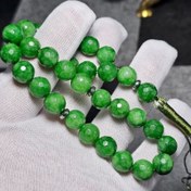 تصویر تسبیح 33 دانه سنگ جید سبز معدنی تراش دار کد 37090 