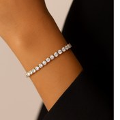 تصویر دستبند تنیسی نقره ای مدل ۱۱۳ 