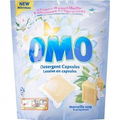 تصویر قرص ماشین لباسشویی اومو رایحه صابون مارسلیا و شکوفه بهاری بسته 42 عددی ا Omo washing machine tablet with the scent of Marseille soap and spring blosso 42pcs Omo washing machine tablet with the scent of Marseille soap and spring blosso 42pcs