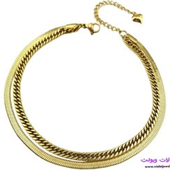 تصویر دستبند و پابند دولاین دخترانه طلایی جنس استیل رنگ ثابت کد ۱۳۹۸ - دستبند یا پابند 