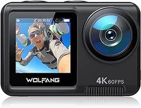 تصویر دوربین اکشن WOLFANG GA420 4K 60FPS 24MP وای فای ضد آب دوربین زیر آب 3.0 EIS تثبیت کننده دوربین کلاه ایمنی با زوم 8X (میکروفون خارجی، کنترل از راه دور، باتری 2x1350mAh و کیت لوازم جانبی) 