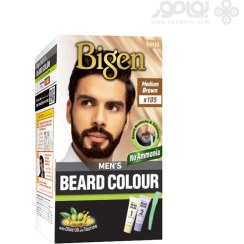 تصویر کیت رنگ ریش و سبیل بیگن شماره 105 رنگ قهوه ای متوسط BIGEN MEN'S BEARD COLOR 105 MEDIUM BROWN