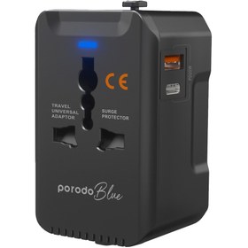 تصویر آداپتور شارژر پرودو Porodo Blue Dual USB Universal Charger 