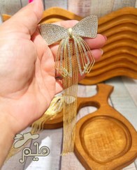 تصویر گیره فرانسوی پاپیون نگینی آویزدار 