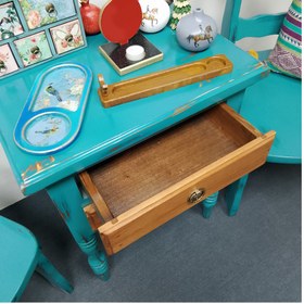 تصویر مینی کنسول پاتختی چوبی روستیک دو رنگ 