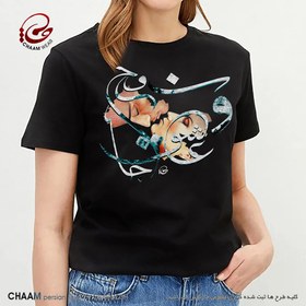 تصویر تیشرت هنری ایرانی با طرح در بازار عشق جان و نور دیده ام برند چام 22302 CHAAM persian tshirt Catch me, hunt me, even though you're a trap design 22302