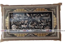 تصویر تابلو مسی قلم زنی سبک مُشَبَک طرح گل و مرغ و آهویی با قاب خاتم صلیبی موزه و دکوراسیون در ابعاد 30*60 کد 44 برند قلمستان فروشگاه قلمستان - بازار فوری Copper panel- engraved in a lattice style- with a flower- chicken a​nd deer design- with a cross-shaped inlay frame- museum a​nd decO​Ration- dimensions 30*60- code 44- Qalamestan bra​nd- Qalamestan stO​Re