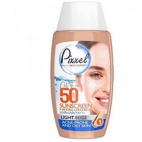 تصویر ضد آفتاب رنگی پوست چرب +SPF50 پیکسل رنگ بژ روشن Pixxel 