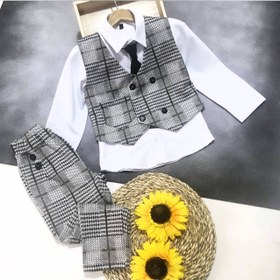 تصویر ژیله شلوار و پیراهن و کروات مجلسی پسرانه - مشکی Pants vests, shirts and ties for boys