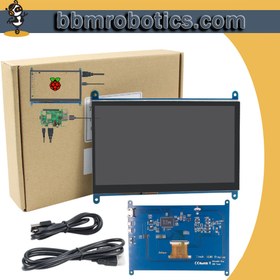 تصویر صفحه نمایش لمسی رزبری پای 7 LCD خازنی Model B/B+/A+/BeagleBone Black/Banana Pi با رزولوشن 1024x600 