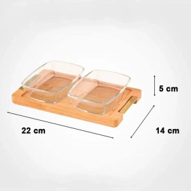 تصویر اردورخوری مستطیل پایه چوبی 2 عددی بزرگ لیمون 