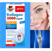 تصویر کلاژن مایع با دوز 5000 دوپل هرز Doppelherz Collagen 5000 Liquid Sticks 14