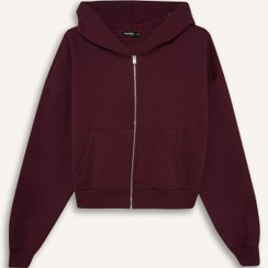 تصویر هودی زنانه زرشکی دفکتو 