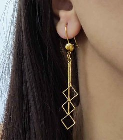 تصویر گوشواره زنانه آویز طرح مربع 