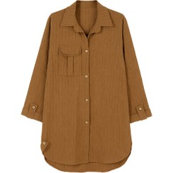 تصویر مانتو زنانه پری فری‌سایز تک‌جیب 