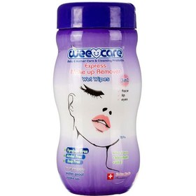 تصویر دستمال مرطوب پاک کننده سریع آرایش وی کر 70 عدد Wee care express make up remover 70 pcs